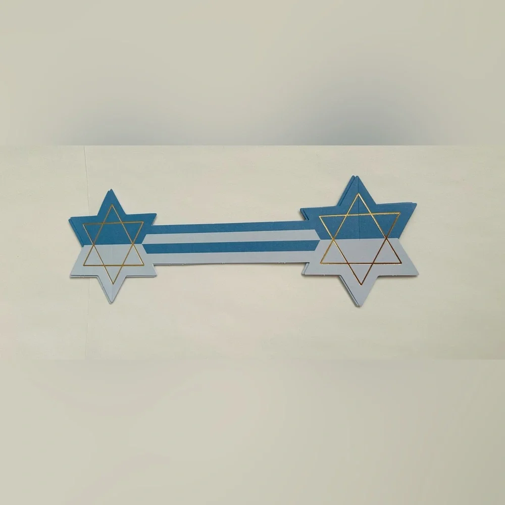 New 64 Blue Paper Napkin Rings Jewish Stars My Mind’s Eye made in Malaysia
